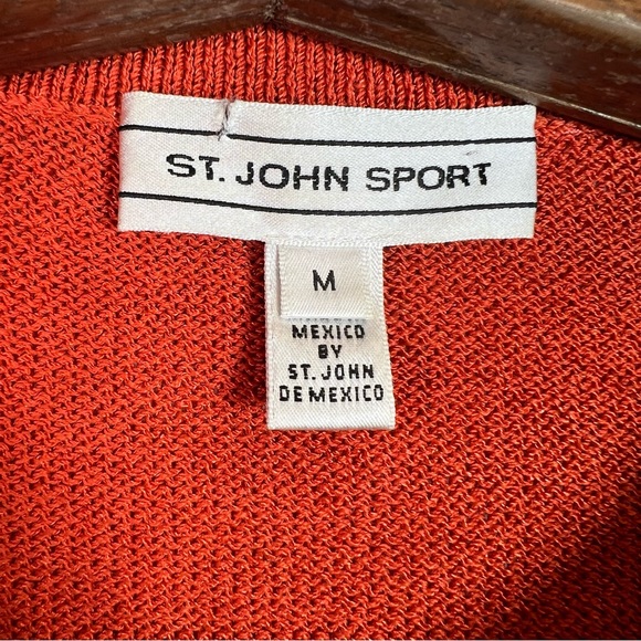 St. John Sport Orange Gold Knit Wool Cardigan Sweater Size M FLAWS - Picture 7 of 13